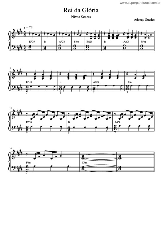Partitura da música [Intro] Rei Da Glória – Nívea Soares